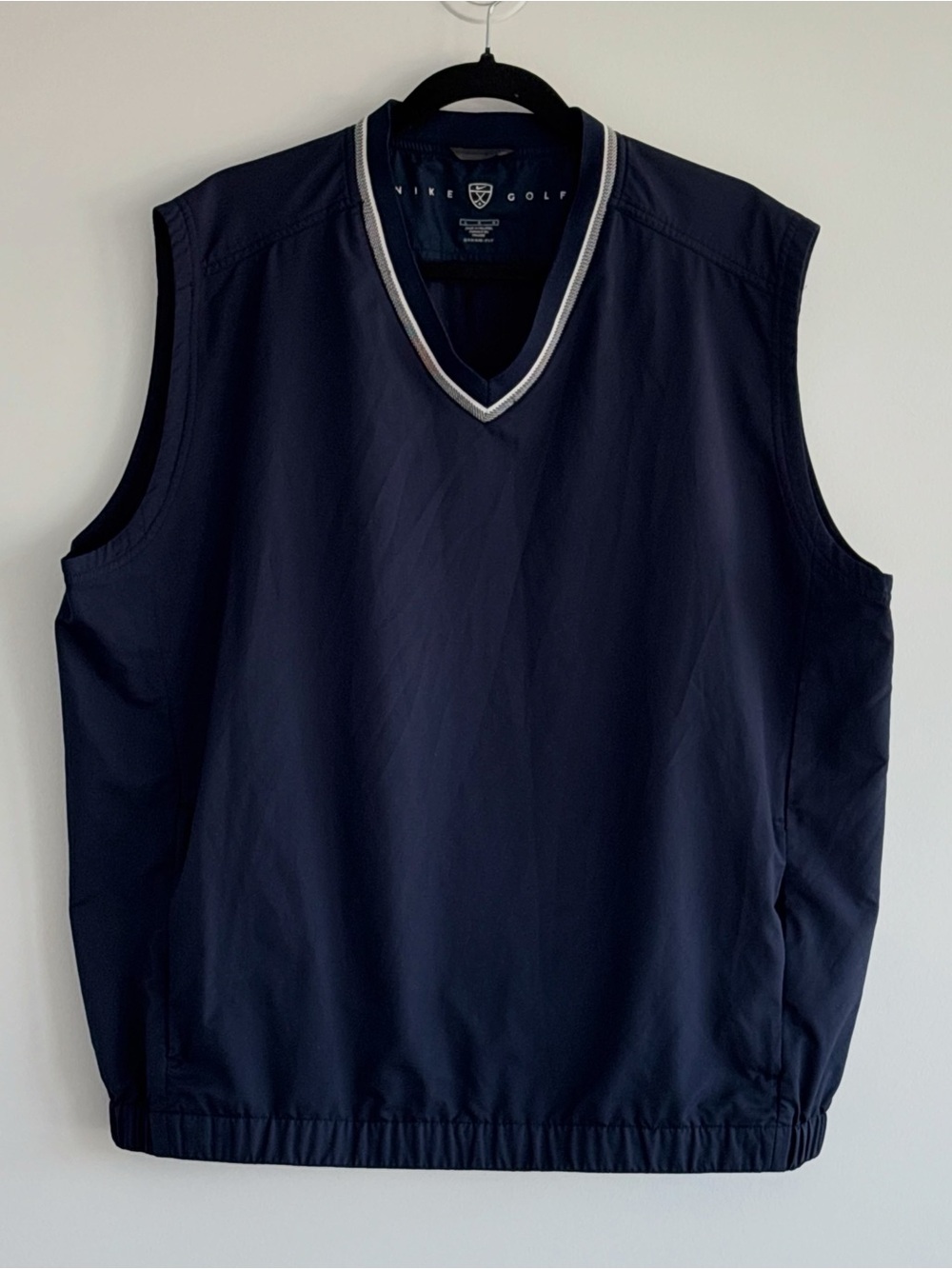 Nike Navy V-Neck Sleeveless Golf Vest with White Trim